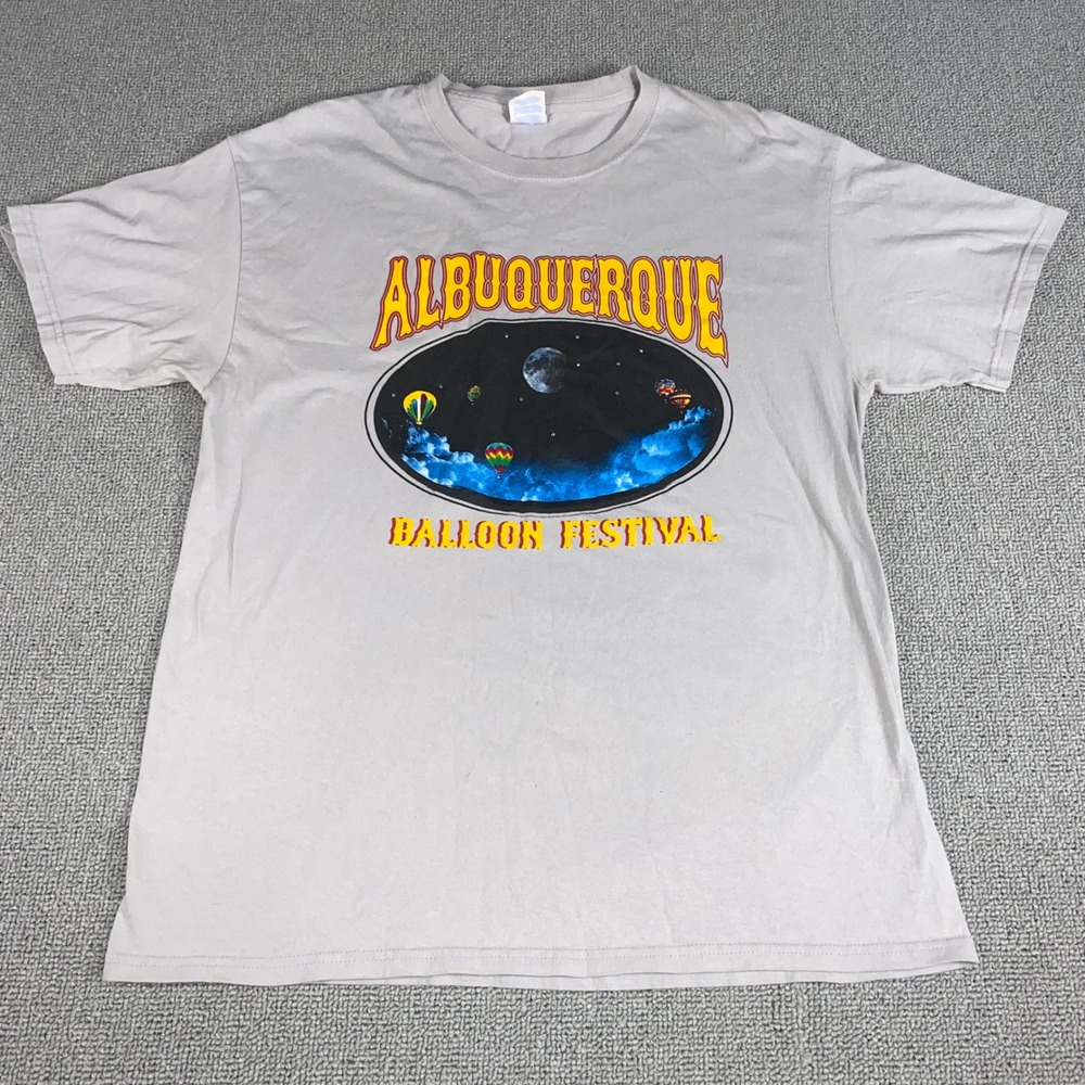 Gildan Albuquerque Balloon Festival Shirt Mens Large Gray Graphic Tee Souvenir L